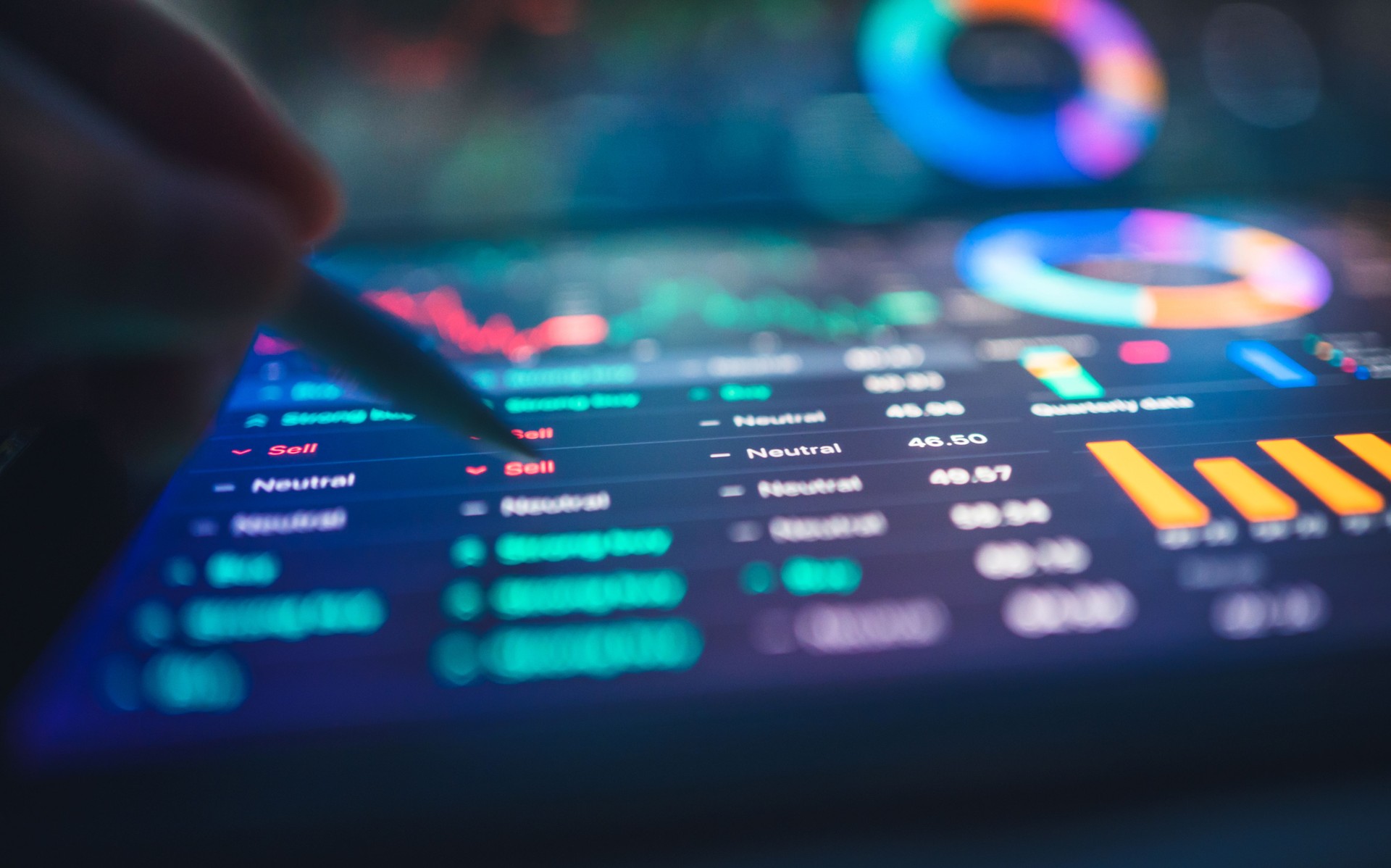 Close-up of hands Gen Z women scrolling through a financial trading app on a smartphone checking real-time stock market updates on a mobile investing platform