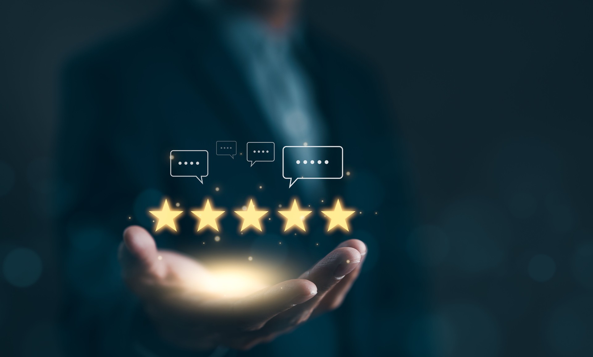 User feedback and review satisfaction, 5 star score, happy smile, Service experience rating online application, Evaluation of product service quality by customer. Customer satisfaction survey concept.